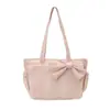 2026 Bolso Tote de Cuadros y Rayas con Lazo Estilo Coreano Nuevo para Mujer, Gran Capacidad, Versátil, Hombro Único/De Mano, Bolso de Viaje