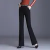 Elegantes pantalones de mujer acampanados, pantalones casuales, 2026 otoño versátiles talla grande cintura alta adelgazantes elásticos fluidos pantalones de mujer