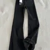 Jeans Micro Lamb com Forro de Fleece Preto Feminino Outono e Inverno Novos Calças de Bocão Slim-Fit de Cintura Alta com Stretch
