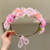 Super Tiara Floral Estilo Fada para Crianças, Presilha de Cabelo com Flores e Fita, Nova Tiara Floral 2026 para Meninas, Presilha de Cabelo com Flores