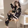 Pijama Nuevo Estilo Otoño e Invierno 2024 para Mujer Manga Larga Estilo Delgado Estilo Celebridad de Internet INS Venta Caliente Conjunto de Cárdigan Casual para el Hogar