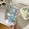 Meias florais rosa e azul novas de outono 2023 para crianças, estilo japonês fofo, com coelho, sorridentes, para estudantes, atacado