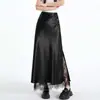 Ropa de Mujer Encaje Empalmado Abertura Satén de Acetato Falda Verano Mujer Cintura Alta Adelgazante Cola de Pez Longitud Media Falda de Línea A