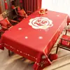 Toalha de Mesa Atmosférica, Impermeável, à Prova de Óleo, Não Lavável, Luxo Leve, Alta Qualidade, Vermelho Festivo, Ano Novo, Casamento, Mesa de Centro, Mesa de Jantar