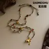 Moda Vintage Exquisita Moneda de Cobre Hueca Caballo Pequeño Cadena Larga para Suéteres en Capas de Lujo Ligero de Nicho de Gama Alta