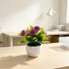 Simulación de Verano 5 Flores de Loto Simulación Pequeño Bonsái Decoración para Fotografía de Interior Flores Artificiales de Plástico Plantas Verdes Adorno de Planta en Maceta