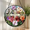 Adornos de vidrio de colores con forma de cruz floral transfronterizos, decoraciones de vidrio para el hogar, decoraciones para ventanas, atrapasoles para jardín