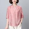 Camiseta de Verão Simples Cor Sólida Gola V Tencel Manga Curta Versátil Casual Solta Modeladora plus size Camiseta Top