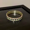 Pulseira Redonda de Diamante Esmeralda Transfronteiriça Europeia e Americana Luxo Leve Pulseira de Alta Qualidade Temperamento Fashionável Nicho Pulseira Exagerada