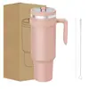 Suministro Directo de Fábrica Taza de Viaje de Acero Inoxidable Taza con Aislamiento al Vacío de Doble Capa con Asa Popote Vaso de Gran Capacidad