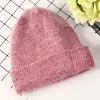 Gorro de tricô de pelo de coelho angorá, chapéu de tricô quente com punho para outono e inverno, chapéu de lã versátil de cor sólida, direto do fabricante