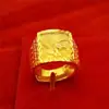 Anel Masculino Retro Aberto Cor Dourado Areia Vietnamita Areia Colorida Dourada Dominador Cabelo Riqueza Dragão Cavalo Pedra Preciosa Joia de Ouro Imitação