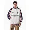 Sudadera con capucha de estilo americano, manga raglán, bloques de color, marca de tendencia para hombre, otoño, holgada, estilo universitario, sudadera con capucha versátil e informal