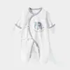 Macacão Bebê Classe a de Algodão Puro com Amarração, Macacão para Recém-Nascido com Coberturas para Mãos e Pés, Costura Fluorescente Roupa Íntima para Recém-Nascido