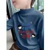 Y2358# Camiseta de base De Rong para meninos e meninas casaco de outono camiseta de manga comprida casaco de outono para bebê gola semi-alta primavera e outono nova T