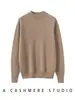 Suéter de Punto 100% Cachemira Pura Otoño e Invierno Cuello Medio Suéter de Cachemira Camisa Básica para Mujer Ropa Interior Versátil Casual
