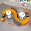 Mesa de centro de recepción con arco en forma de S, Combinación de cuero estilo sofá informal, Área de descanso simple y creativa, Recepción y Sala de espera de oficina