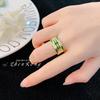 Anillo de joyería Art Deco de diseño personalizado a la moda, ligero, de lujo, con incrustaciones de circonita, color vintage, tesoro, caramelo, para mujer.