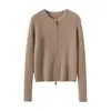 Elegantes Tops~ Suéter de Cachemira para Mujer con Doble Cremallera, Cuello Redondo, Cárdigan Tejido, Suéter Exterior, Chaqueta de Cachemira