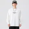 Camiseta de Manga Larga Versátil Base Retro Japonesa de Cuello Redondo Holgada con Hombros Caídos Edición Otoño 2025 para Hombre