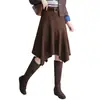 Saia midi irregular de cintura alta feminina para emagrecer outono e inverno, temperamento para o trabalho, cobre o quadril, aumenta a altura