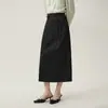 Nova Saia Preta de Cintura Alta Estilo Chinês Emagrecedora Feminina Verão Nova Sensação de Alto Padrão Elegante Saia com Fenda Socialite