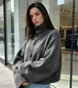 Cardigan de Tricô de Gola Alta Atravessando Fronteiras Russo Atacado Feminino Outono Inverno Novo Solto Casual Estilo Preguiçoso Casaco Suéter Grosso