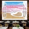 Tapiz de pared con diseño de paisaje de ventana para colgar en la pared, ideal para dormitorio, mesita de noche, decoración del hogar
