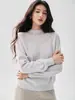 Suéter de cachemira para mujer con diseño hueco de borde festoneado, elegante y favorecedor, perfecto como capa base, top de punto casual