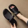 Sandalias de Plataforma Casuales de Cuero Suave Súper Cómodas para Mujer, Sandalias Deslizantes Planas Versátiles para Verano al Aire Libre, Vacaciones, Punta Abierta