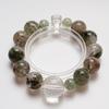 [Qingqi Buyou] Pulsera de Cristal de Cuarzo Blanco Natural para Mujer, Pulsera Versátil de Cristal Verde Fantasma con Cabello Verde al por Mayor