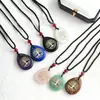 Venta Directa de Fábrica Tendencia Europea y Americana Elegante Piedra Natural Forma de Gota Árbol de la Vida Sencillo Moda Colgante Collar Cadena de Suéter