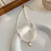 Collar de Perlas de Agua Dulce con Perlas Pequeñas en Forma de Arroz, Colgante de Nácar, Cadena Clavicular de Moda con Perlas Swarovski Pequeñas tipo Bombilla