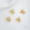 Pulsera DIY de Perlas con Abalorios Espaciadores de Zirconio de Colores Rellenos de Oro de 14 Quilates que Conservan el Color, Mariposa Abeja, Agujero Doble, Fila Doble, Agujero Triple, Fila Triple