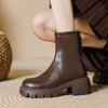 Botas Curtas para Mulheres 2026 Primavera e Outono Novo Estilo Solado Macio Elástico Estiloso Versátil Botas Finas Bico Redondo Versátil Salto Grosso Botas Chelsea