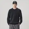Suéter gola redonda masculino outono inverno fio espesso tingido na massa malha tricotada solto casual camada base cor sólida camiseta top estilo preguiçoso