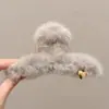 Clip de tiburón de felpa con borlas y lazo para Otoño e Invierno, Accesorio grande para el cabello, Pinza para agarrar la parte posterior de la cabeza, Tarjeta para el cabello femenina, Tocado