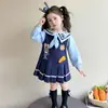 Vestido de Primavera para Niña Conejo Policía Primavera y Otoño 2026 Nuevo Estilo de Academia de Dibujos Animados Elegante Cuello Marinero