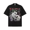 Camiseta de manga corta con estampado vintage lavado estilo americano del Joker, corte holgado, peso pesado, unisex, comercio exterior transfronterizo, top de algodón puro, moderna