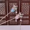 Horquilla Antigua de Borla de Flor de Mariposa para Mujer Nuevo Estilo Chino Aleación de Goteo de Aceite Horquilla Oscilante Paso Accesorios para el Cabello Hanfu Cheongsam Disco