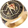 Anillo de acero de titanio con escudo de caballero templario retro de estilo europeo y americano transfronterizo, accesorio de mano con personalidad de nicho