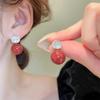 Pendientes de botón de circonita con aguja de plata galvanizada en oro perla, pendientes de temperamento ovalado, nuevos pendientes de moda franceses de alta gama