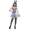 Japonês Halloween Fantasia bonito Plaid Bunny Jogo Uniforme cosplay Role Playing Bunny