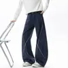 Calças casuais de sarja para trabalho, marca da moda, linha Hasselblad de outono para casais, calças largas retas soltas, calças esportivas lavadas estilo americano para homens e mulheres