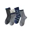 Sapatos Shang Meias de Algodão Femininas Estilo Coreano Bordado de Desenho Animado Meias Amontoadas Cor Azul Cinza Color Blocking Malha Laço Etiqueta de Tecido Meias de Algodão Sem Costura