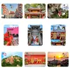 Imanes de Refrigerador de Vidrio Escénico de Zhangzhou: Puertas de Ciudad Antigua, Calles de Pueblo Antiguo, Muros de Roca del Monte Lingtong, Templos Antiguos en la Ladera de la Montaña, Souvenirs Turísticos