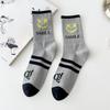 Zhuji meias masculinas primavera e outono novas meias masculinas de panturrilha média atacado cartoon smiley face esportes ao ar livre meias de maré meias de basquete de algodão