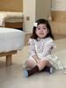 Roupas de Outono para Bebê 2025 Novo Conjunto Infantil Estilo Coreano Camisa de Boneca e Saia com Suspensório Conjunto de Duas Peças para Meninas