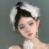 Tocado de Pluma de Cisne Blanco Noble Pasador para el Cabello para Mujer 2024 Nuevo Clip Lateral de Gama Alta Corona Popular en Internet Accesorios para el Cabello de Ballet
