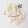 Conjunto de dos piezas sin costuras de grado A para bebés, niños y niñas, adecuado para usar en casa y al aire libre, conjunto de algodón acolchado de 40 g, otoño e invierno